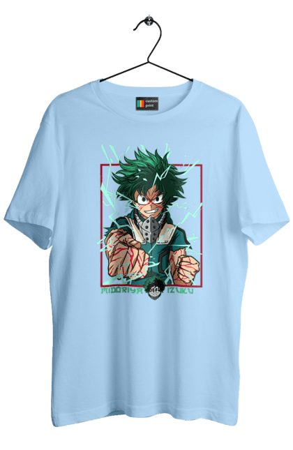 Футболка чоловіча з принтом "Моя академія героїв Мідорія". Izuku, midoriya, my hero academia, аніме, ізуку мідорія, манга, мідорія, моя геройська академія. 2070702