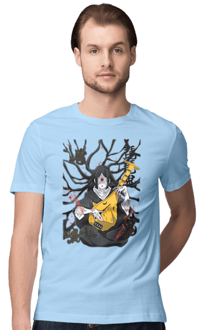 Men's t-shirt with prints Demon Slayer Nakime. Anime, demon slayer, eternal paradise faith, kimetsu no yaiba, manga, nakime, twelve kizuki, upper rank six. 2070702