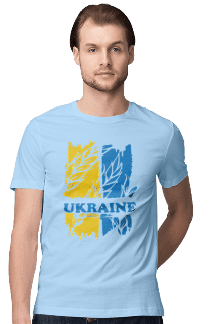 Men`s t-shirt with prints Ukraine ears of wheat. Ears of wheat, symbol of ukraine, ukraine, ukrainian symbols. 2070702