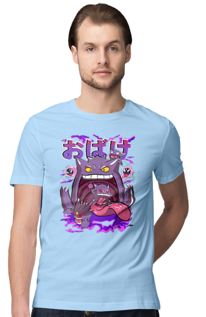 Men`s t-shirt with prints Pokemon Gengar. Anime, fushigibana, games, gengar, nintendo, pokemon, pokemon go. 2070702