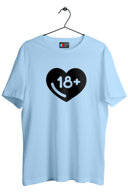 Men`s t-shirt with prints 18+. 18+, black, heart, prohibition, sex. 2070702
