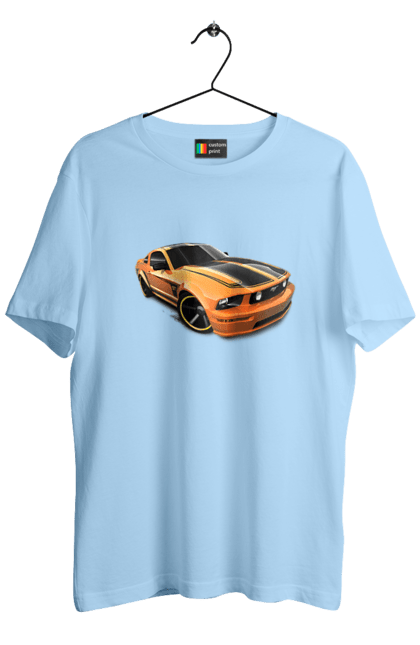 Футболка чоловіча з принтом "Помаранчева, швидкісна машина". Їзда, колеса, машина, швидкість. 2070702