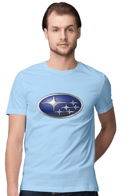 Men`s t-shirt with prints Subaru. Auto, logotype, subaru. 2070702