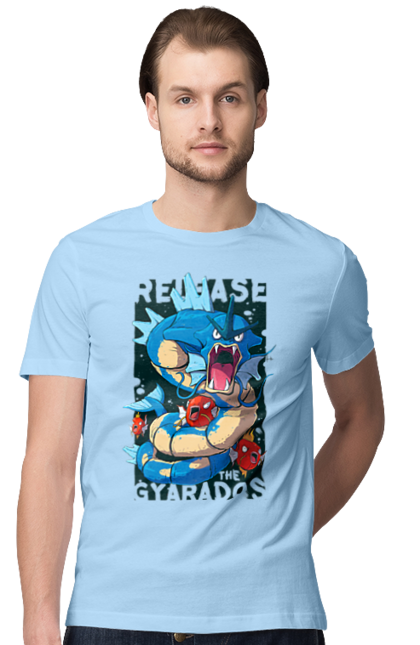 Men's t-shirt with prints Pokemon Gyarados. Anime, games, gyarados, nintendo, pokemon, pokemon go. 2070702