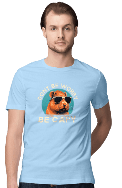 Men's t-shirt with prints Capybara. Animal, capybara, glasses, rodent. 2070702