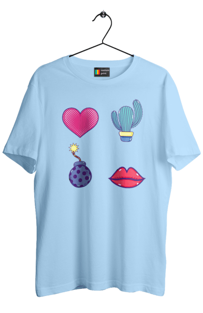 Men`s t-shirt with prints Heart, Cactus, Bomb, Lips. Bomb, cactus, lips. 2070702