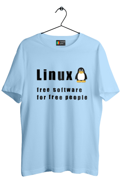 Футболка мужская с принтом Linux Свободный Для Свободных. Linux, администратор, айти, айтишник, бесплатная, бесплатно, доступность, независимость, операционная система, ос, пингвин, программист, программное обеспечение, свобода, свободная, сервер, сисадмин, система, системный администратор, софт, текст, черный. 2070702