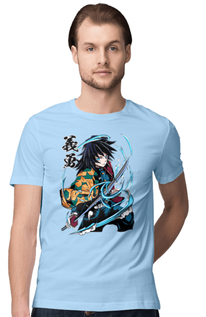 Men's t-shirt with prints Demon Slayer Giyu. Anime, demon slayer, giyu, giyu tomioka, kimetsu no yaiba, manga, serial. 2070702