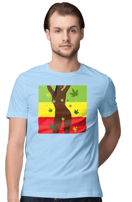 Футболка чоловіча з принтом "Гола Дівчина І Конопля". Гола, конопля, курити, сиськи. 2070702