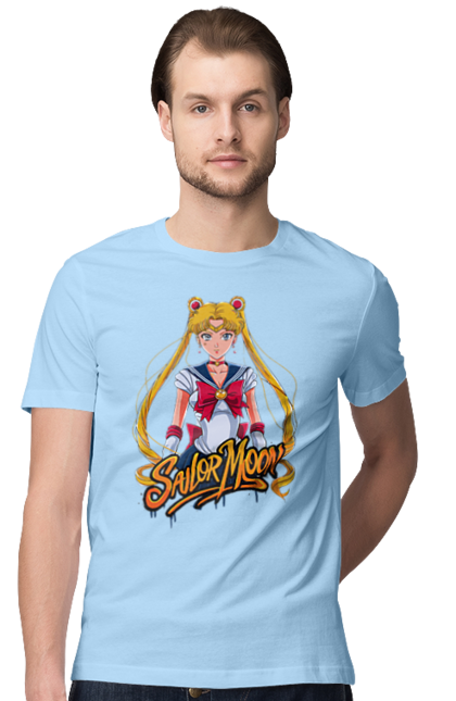 Футболка чоловіча з принтом "Сейлор Мун". Sailor moon, usagi tsukino, аніме, драма, махо-сьодзьо, сейлор мун, серіал, усагі цукіно. 2070702