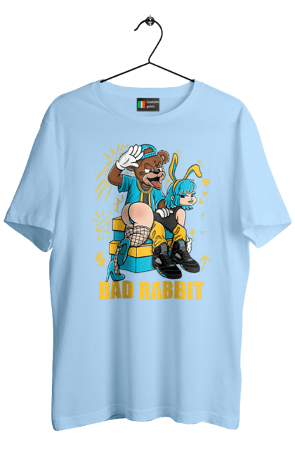 Футболка чоловіча з принтом "Поганий кролик". Бдсм, ведмідь, дівчина, кролик, поганий кролик, прикольна, смішна. 2070702