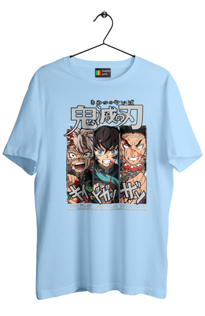 Men's t-shirt with prints Demon Slayer Sanemi Muichiro Gyomei. Anime, demon slayer, gyomei, himejima, kimetsu no yaiba, manga, muichiro, sanemi. 2070702