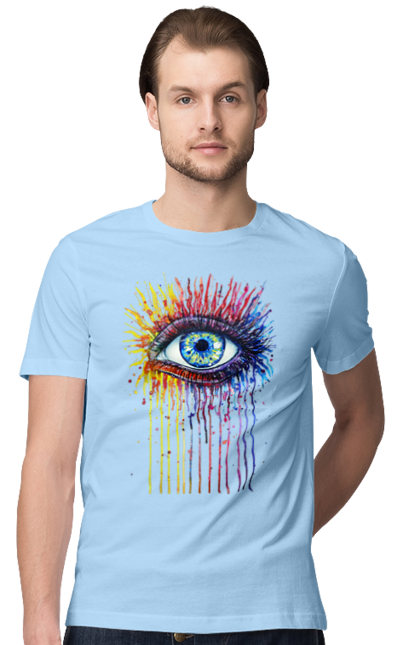 Футболка чоловіча з принтом "Барвисто Тече Око". Очей, фарби. 2070702