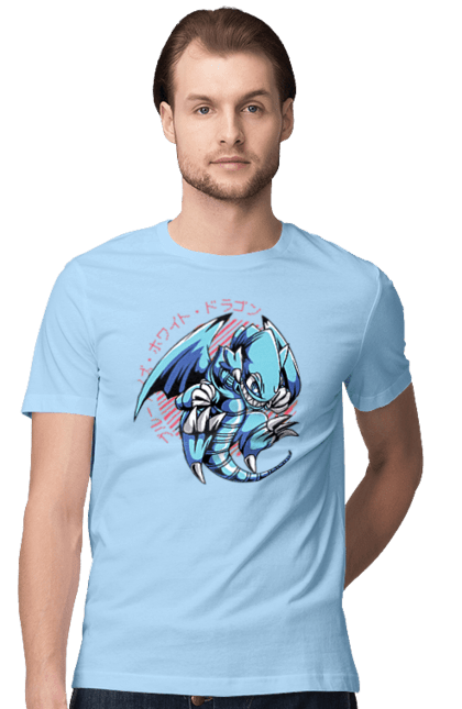 Men's t-shirt with prints Yu Gi Oh! Blue Eyes Toon Dragon. Anime, blue-eyes toon dragon, cards, dragon, game, manga, yu gi oh. 2070702