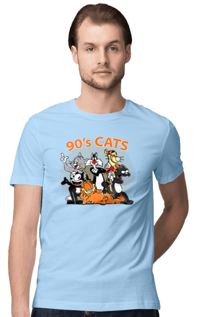 Men's t-shirt with prints 90s Cats Cartoons. Animated series, cartoon, cat, cats, garfield, tom. 2070702