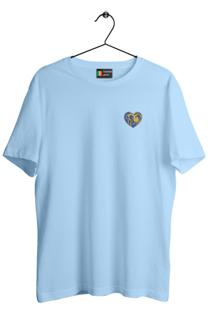 Men`s t-shirt with prints Hearts of the unbreakable. Dark blue, heart, symbolics, ukraine, unbreakable. 2070702