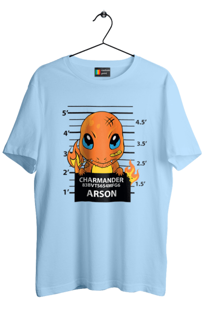 Men's t-shirt with prints Pokemon Charmander. Anime, charmander, games, nintendo, pokemon, pokemon go. 2070702