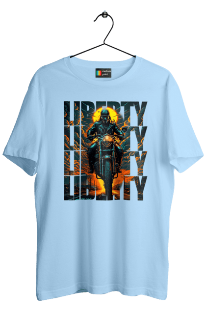 Футболка чоловіча з принтом "Байкер". Байкер, мотоцикліст, подорожі, свобода, туризм. 2070702