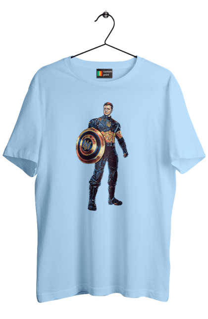 Футболка чоловіча з принтом "Капітан Україна Зеленський арт". Володимир зеленський, зеленський, капітан америка, капітан україна, україна. 2070702