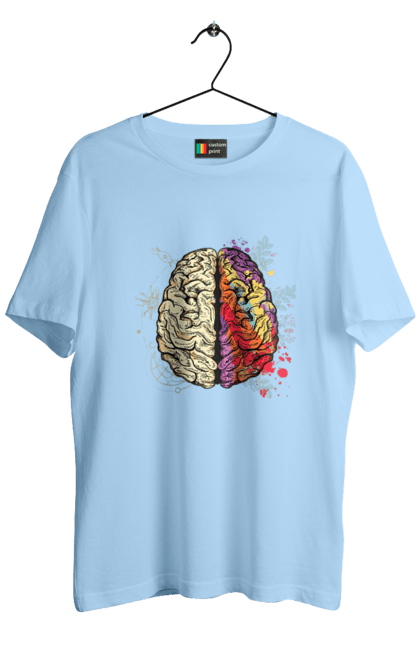 Футболка чоловіча з принтом "Творчість та логіка". Бінарний, біткоїн, біткойн, валюта, гроші, крипто, наука, програміст, программист, творчество, техно, хакер, художник, цветной. 2070702