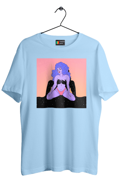 Футболка чоловіча з принтом "Фіолетова Дівчина В Трусиках". Інопланетянка, у трусах. 2070702