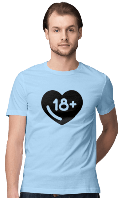 Men`s t-shirt with prints 18+. 18+, black, heart, prohibition, sex. 2070702