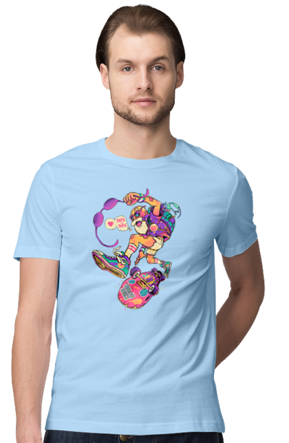 Футболка чоловіча з принтом "Дід на хвилі". Будь молодим, вогонь, ганяй, грай, дід та скейт, драйв, крутий дід, молодість у душі, спорт, старість. 2070702