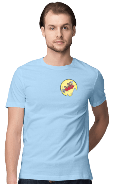 Men`s t-shirt with prints Wile E. Coyote. Anti-hero, cartoon character, fast and bold, funny melodies, kayot, north american cayot, thief, villas, wiley, wili kayot. 2070702