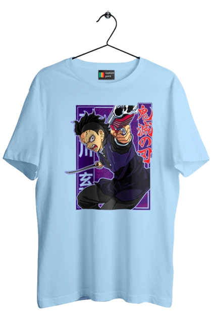 Футболка мужская с принтом Клинок Рассекающий Демонов Генья Шинадзугава. Demon slayer, genya, genya shinazugawa, kimetsu no yaiba, аниме, генья, генья шинадзугава, истребитель демонов, манга, шинадзугава. 2070702