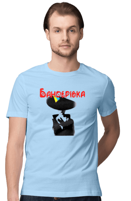 Футболка чоловіча з принтом "Бандерівка". Бандера, бандерівка, війна, військово повітряні війська, вірю в зсу, все, літак, ні війні, орки, слава україні, україна, українка. 2070702