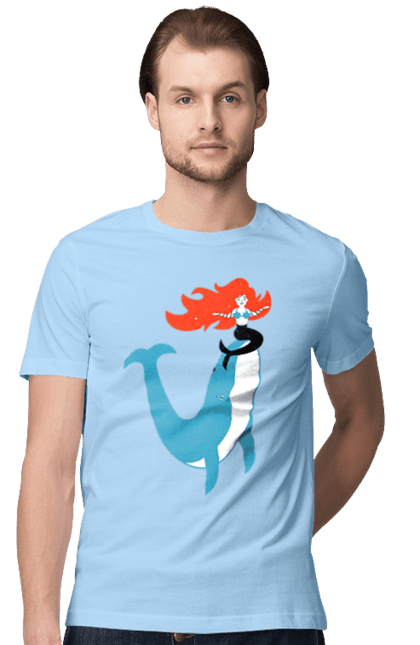 Men`s t-shirt with prints Mermaid And Whale. Mermaid, sea, whale. 2070702
