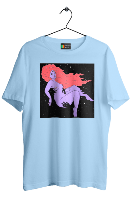 Футболка чоловіча з принтом "Фіолетова Дівчина В Чорній Дирі". Дівчина, лапають. 2070702