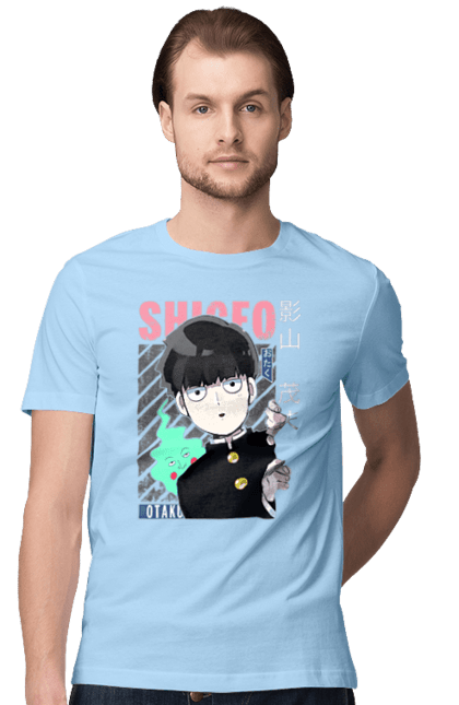 Футболка чоловіча з принтом "Mob Psycho 100". Anime, manga, mob psycho 100, shigeo kageyama, аніме, манга, моб, моб-вар ят 100, сігео кагеяма, шіґео каґеяма. 2070702