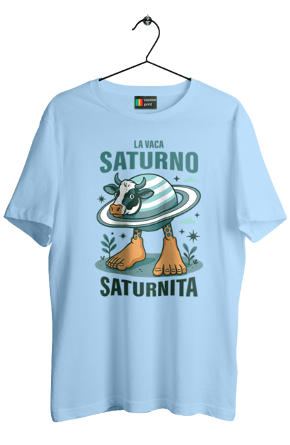 Футболка чоловіча з принтом "Lavaca Saturno Saturnita". Брейнрот, італійська гнилизна мозку, італійський брейнрот, італійський мем, італійські меми, корова сатурн, ла вака, ла вака сатурно, лавака сатурно, сатурно сатурніто. 2070702