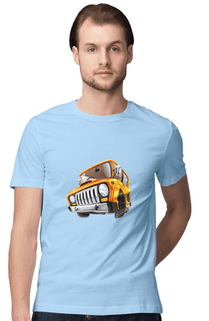 Футболка чоловіча з принтом "Вантажівка". Авто, автомобіль, вантажівка, дитячий малюнок, зображення авто. 2070702