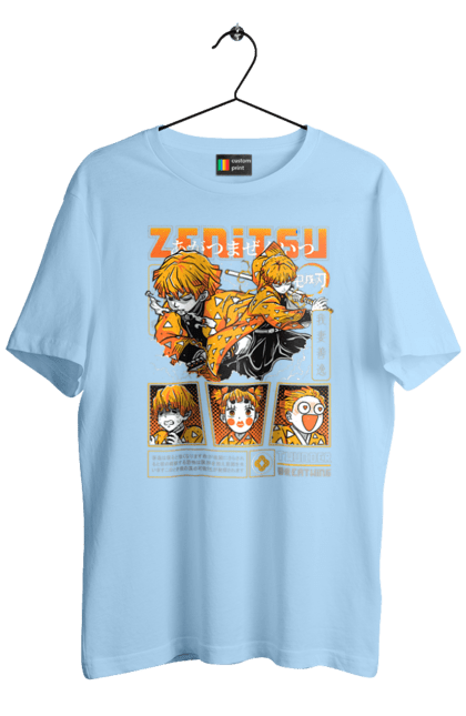 Men's t-shirt with prints Demon Slayer Zenitsu. Anime, demon slayer, kimetsu no yaiba, manga, serial, zenitsu, zenitsu agatsuma. 2070702