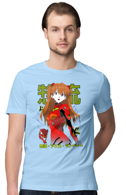 Men's t-shirt with prints Evangelion Asuka. Anime, asuka, asuka langley sorry, eva 02, evangelion, eve, kaoru, manga, ray, shinji. 2070702