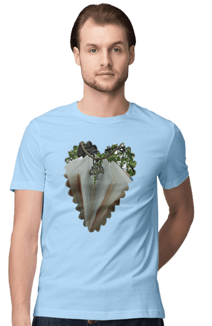Men`s t-shirt with prints Book valentine. Books, decoration, heart, heart shape, love, nature, reading, wood. 2070702