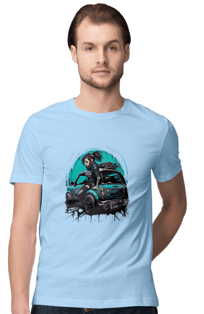 Футболка чоловіча з принтом "Кіберпанк дівчина". Арт, графіка, дівчата, ігри, кіберпанк, малюнок. 2070702