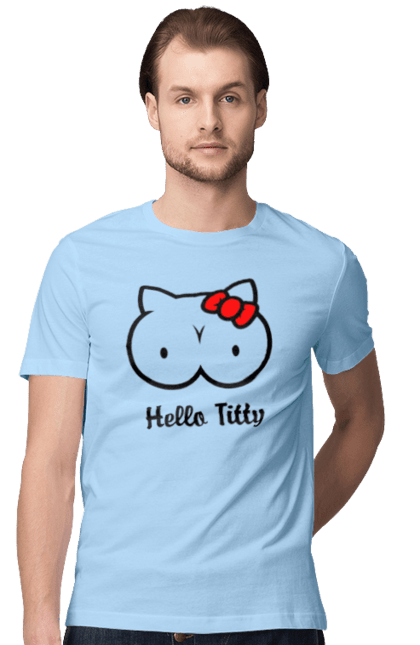 Футболка чоловіча з принтом "Hello Kitty". Hello, hello kitty, kitty, дорослі, краса. 2070702