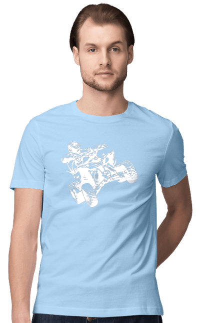 Men`s t-shirt with prints Man On Atv White. Atv, extreme, race. 2070702