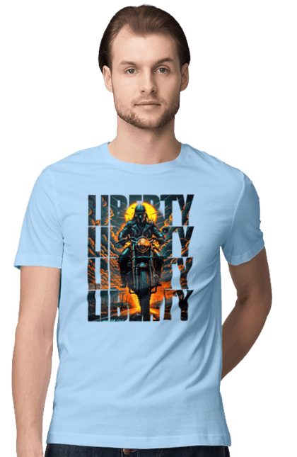 Футболка чоловіча з принтом "Байкер". Байкер, мотоцикліст, подорожі, свобода, туризм. 2070702