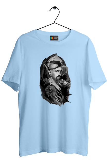 Men`s t-shirt with prints Cossack. Cossack, forelock, good ukrainian, pistol, tickets, vusa. 2070702