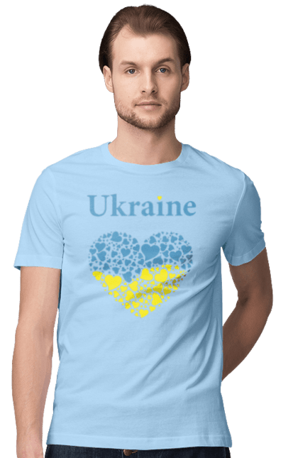 Футболка чоловіча з принтом "Ukraine Heart". Прапор, серце, україна. 2070702