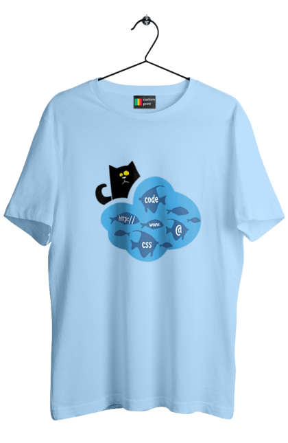 Футболка чоловіча з принтом "Кіт програміст". Angular, c, css, html, it, javascript, jquery, php, python, react, svelt, vue, айтишник, айті, гумор, код, кодувати, прогер, програміст, програмісти, ти ж, ти ж програміст, тиж програміст. 2070702