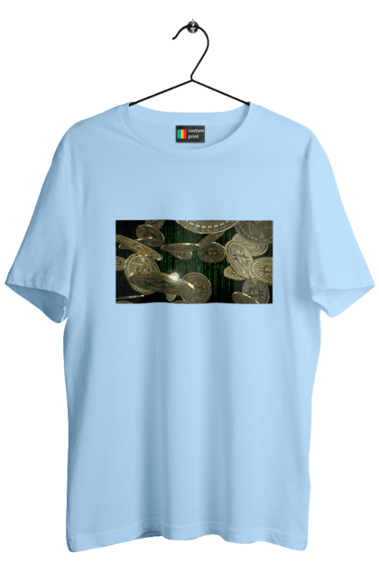 Футболка чоловіча з принтом "Біткойн". Багатство, біткойн, валюта, гроші, криптовалюта, курс, майнінг, матриця, монета, розкіш, цифровий світ. 2070702