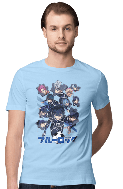 Men's t-shirt with prints Blue Lock. Anime, blue lock, blue prison, manga, sport, sports anime. 2070702