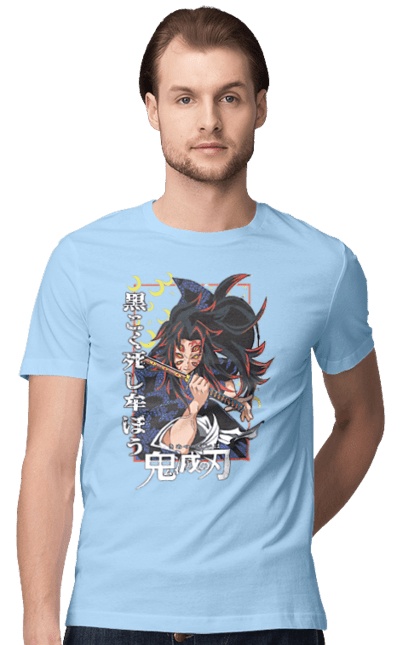 Men's t-shirt with prints Demon Slayer Kokushibo. Anime, demon slayer, eternal paradise faith, kimetsu no yaiba, kokushibo, manga, nezuko, twelve kizuki, upper rank six. 2070702