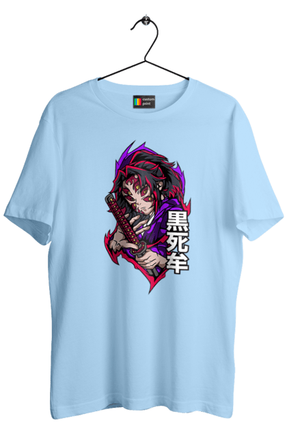 Men's t-shirt with prints Demon Slayer Kokushibo. Anime, demon slayer, eternal paradise faith, kimetsu no yaiba, kokushibo, manga, nezuko, twelve kizuki, upper rank six. 2070702