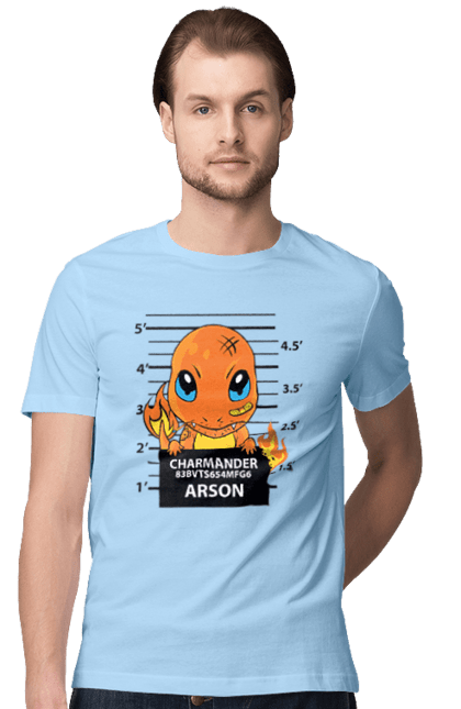 Men's t-shirt with prints Pokemon Charmander. Anime, charmander, games, nintendo, pokemon, pokemon go. 2070702